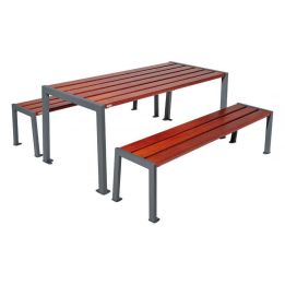 Table de pique-nique Silaos® gris procity acajou
