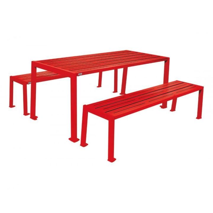 Table de pique-nique Silaos® acier rouge RAL 3020