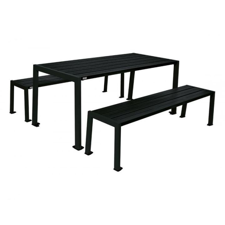Table de pique-nique Silaos® acier noir RAL 9005