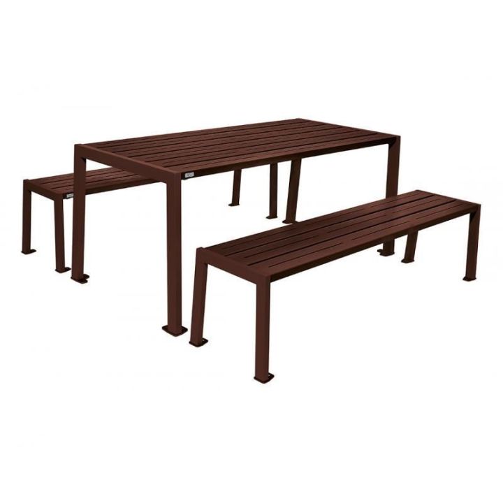 Table de pique-nique Silaos® acier brun RAL 8017