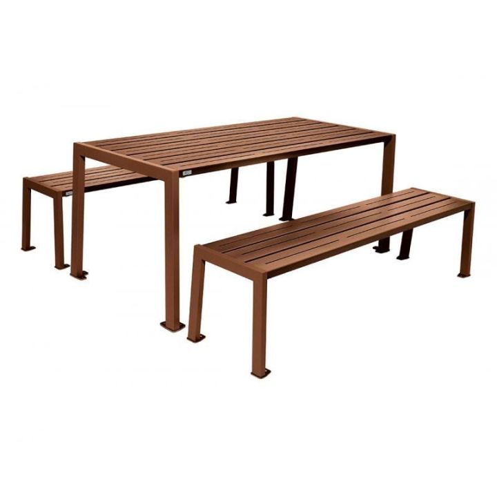 Table de pique-nique Silaos® acier Aspect Corten