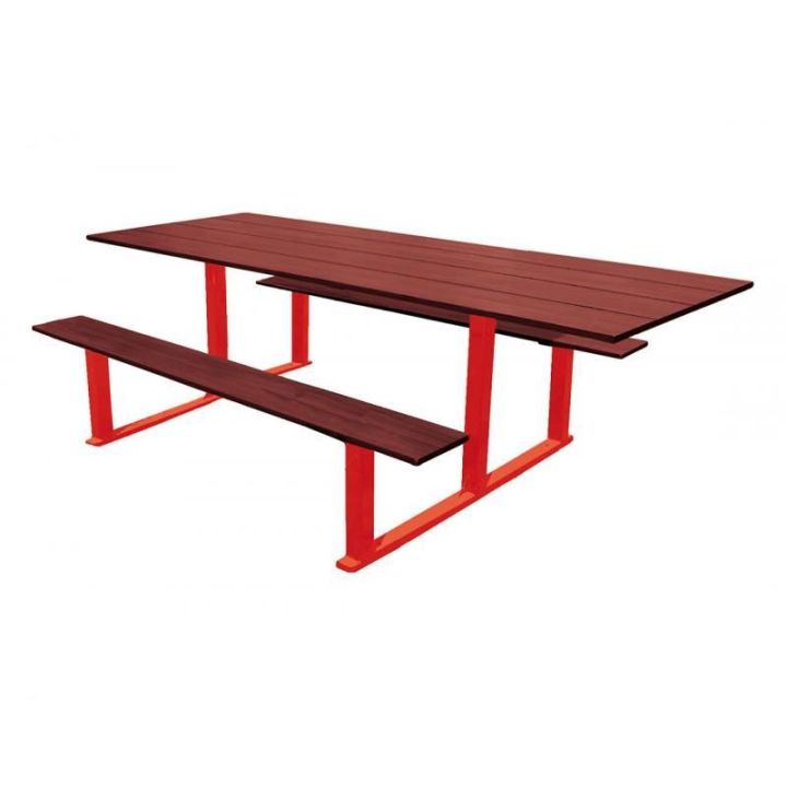 Table de pique-nique Riga pour PMR rouge RAL 3020