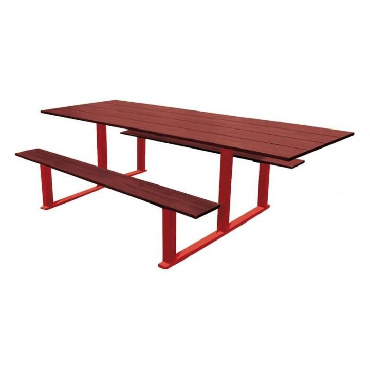 Table de pique-nique Riga pour PMR rouge RAL 3004