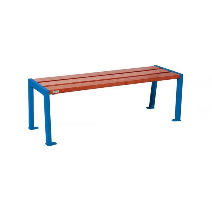 Banquette Silaos® bleu RAL 5010, finition acajou, 1200 mm
