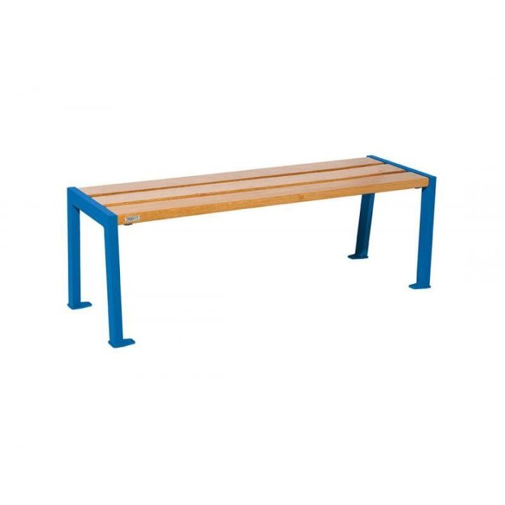 Banquette Silaos® bleu RAL 5010, finition chêne clair, 1200 mm