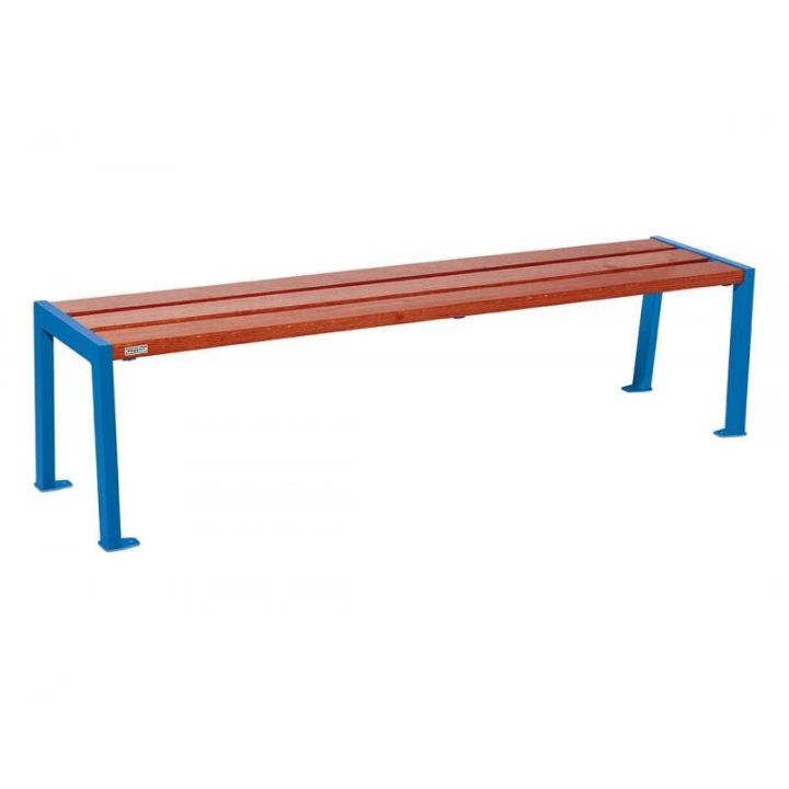 Banquette Silaos® bleu RAL 5010, finition acajou, 1800 mm