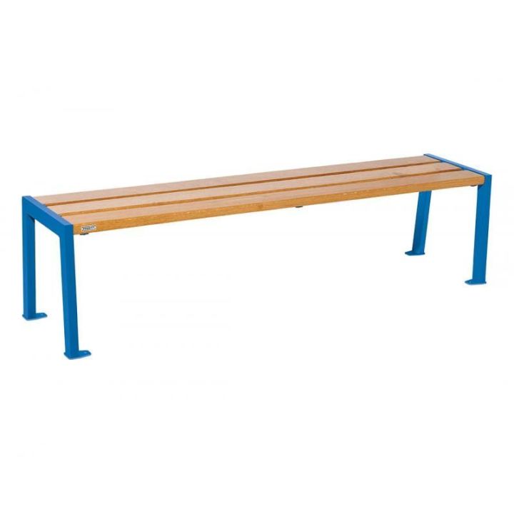 Banquette Silaos® bleu RAL 5010, finition chêne clair, 1800 mm