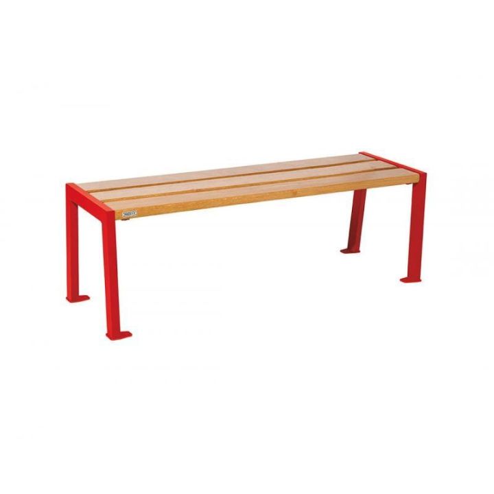 Banquette Silaos® rouge RAL 3020, finition chêne clair, 1200 mm