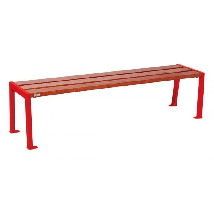 Banquette Silaos® rouge RAL 3020, finition acajou, 1800 mm