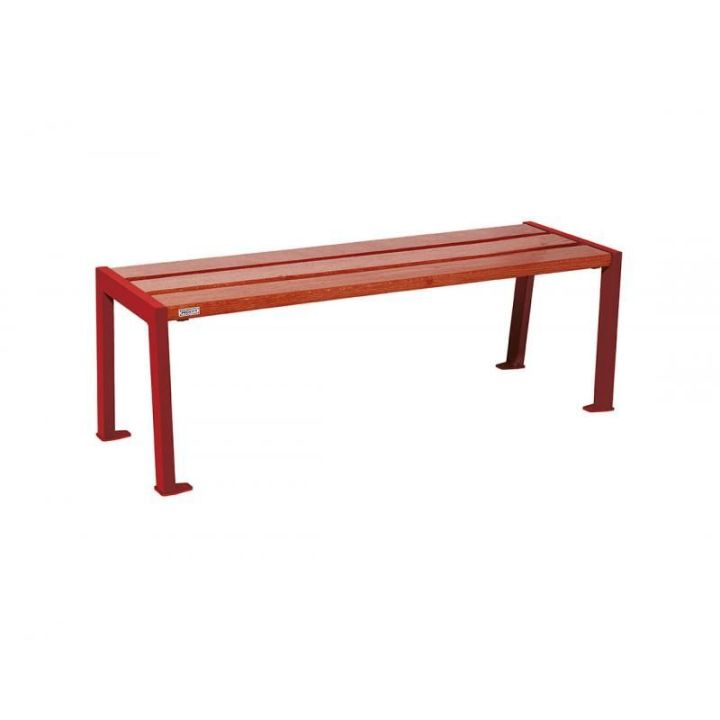 Banquette Silaos® rouge RAL 3004, finition acajou, 1200 mm