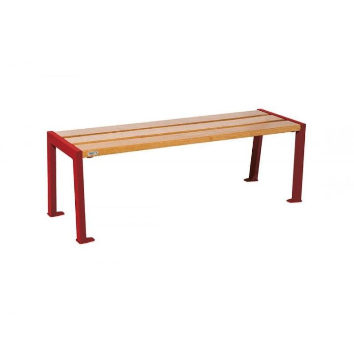 Banquette Silaos® rouge RAL 3004, finition chêne clair, 1200 mm