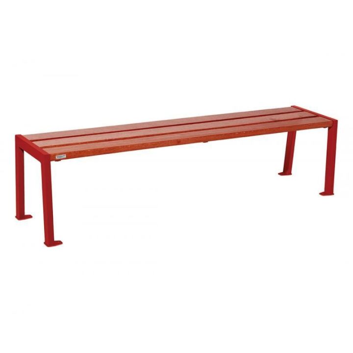 Banquette Silaos® rouge RAL 3004, finition acajou, 1800 mm