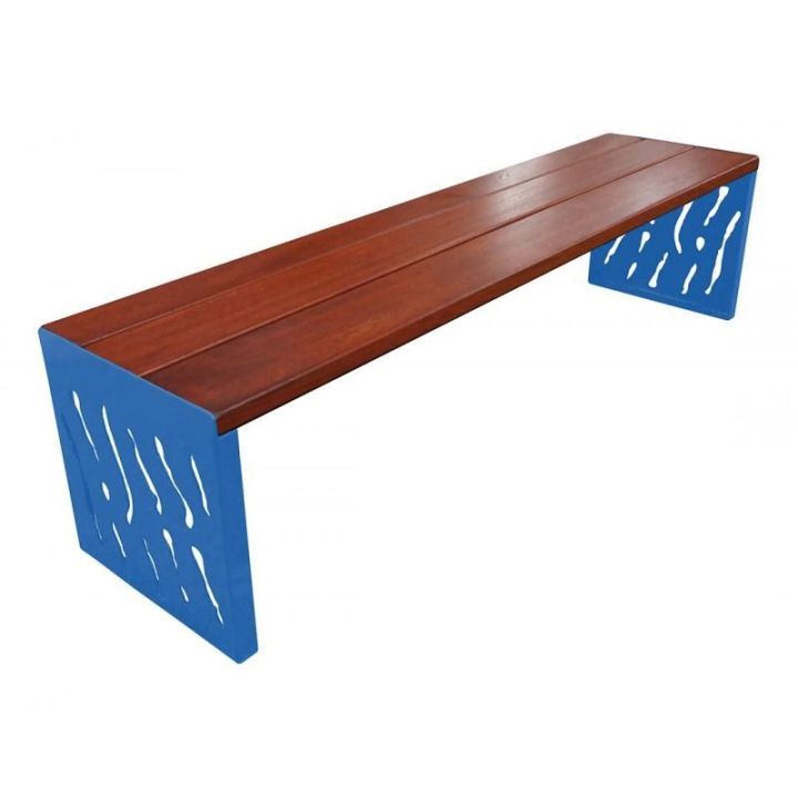 Banquette Venise bleu RAL 5010, finition acajou