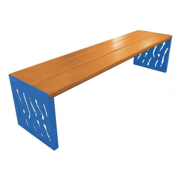 Banquette Venise bleu RAL 5010, finition chêne clair
