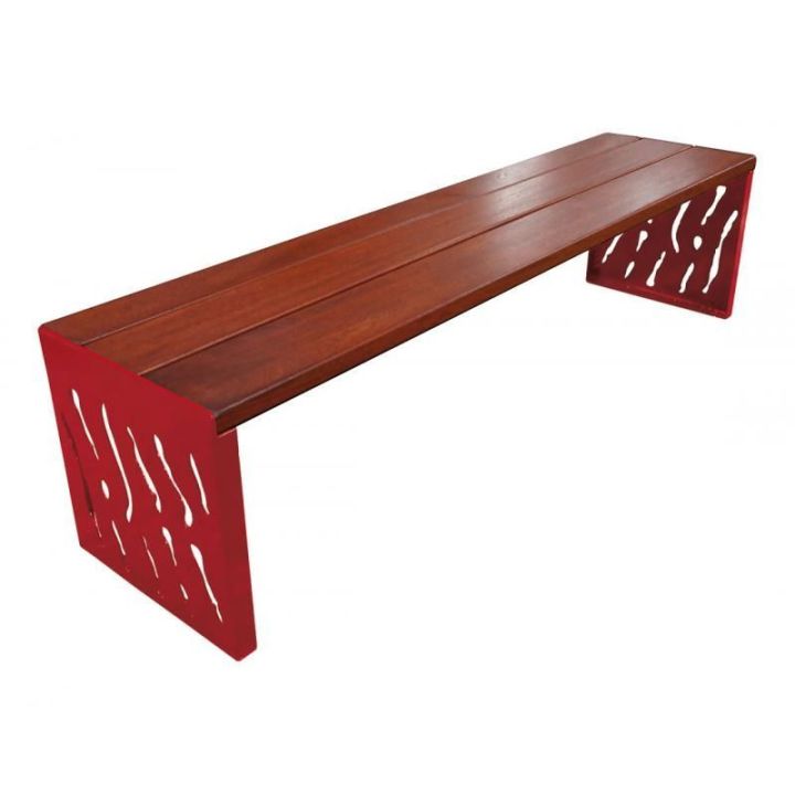 Banquette Venise rouge RAL 3004, finition acajou