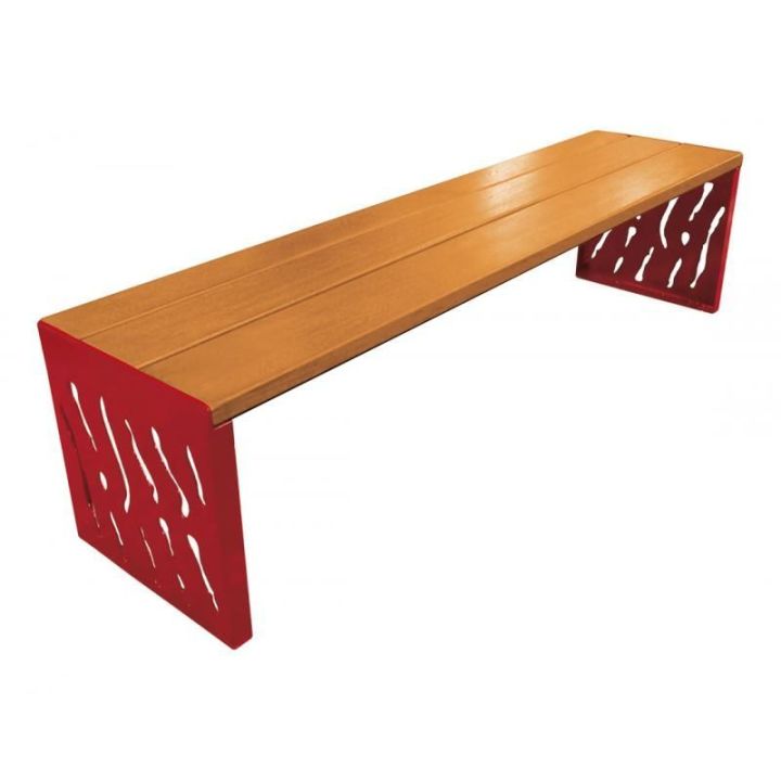Banquette Venise rouge RAL 3004, finition chêne clair