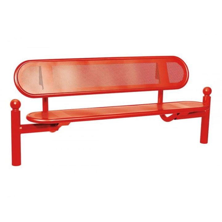 Banc Estoril rouge RAL 3020 pommeaux Boule