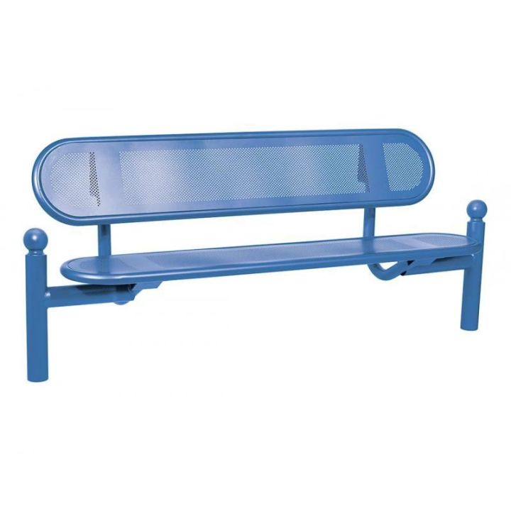 Banc Estoril bleu RAL 5010 pommeaux Boule