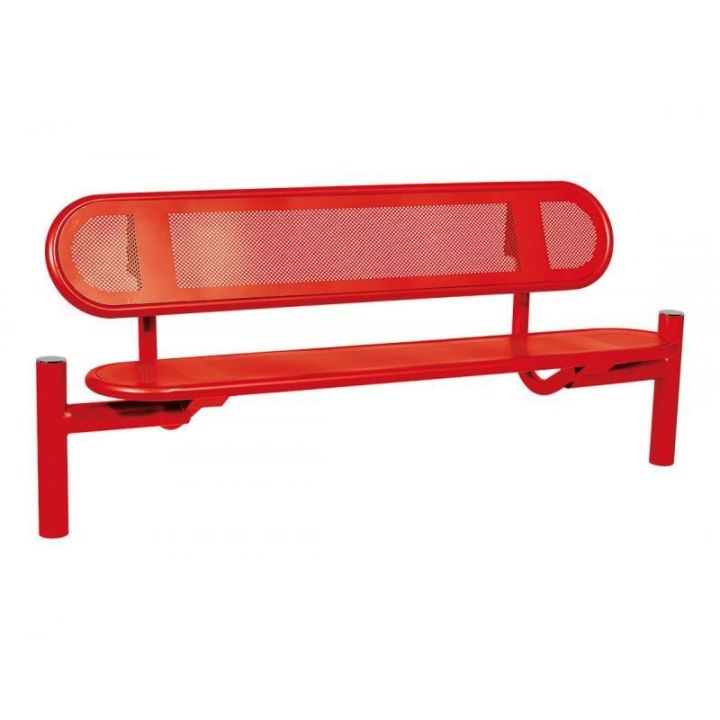Banc Estoril rouge RAL 3020 pommeaux Inox