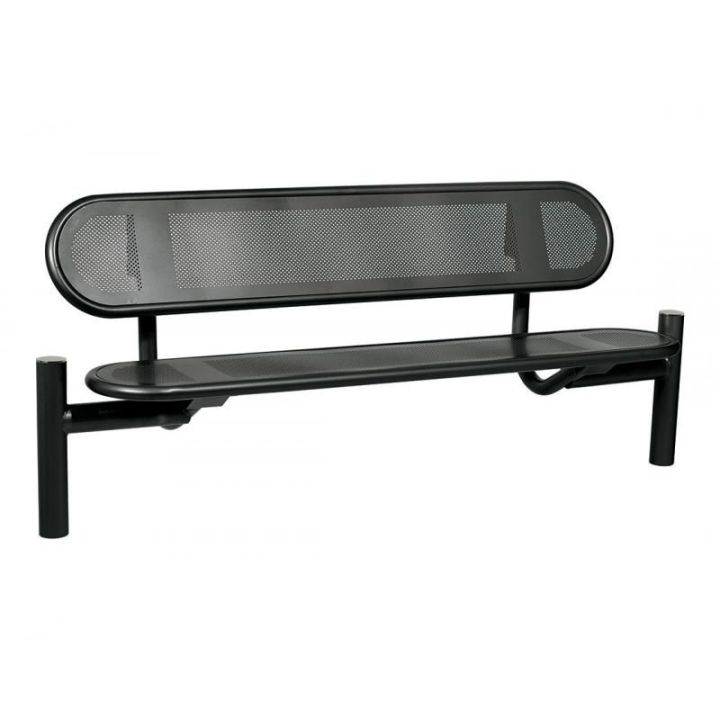 Banc Estoril noir RAL 9005 pommeaux Inox
