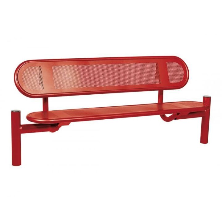 Banc Estoril rouge RAL 3004 pommeaux Inox