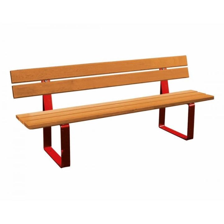 Banc Riga rouge RAL 3020 finition chêne clair