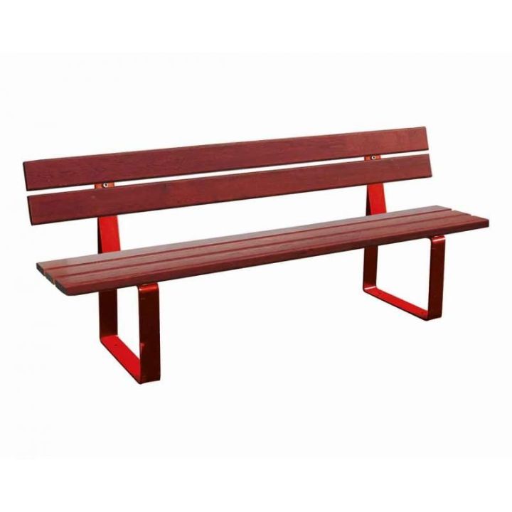 Banc Riga rouge RAL 3020 finition acajou
