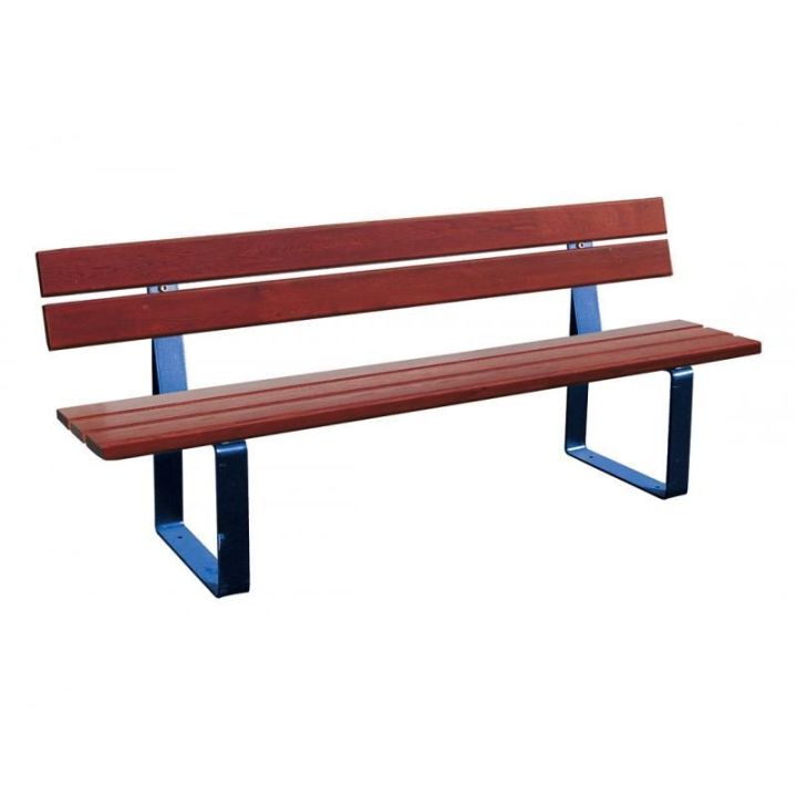 Banc Riga bleu RAL 5010 finition acajou