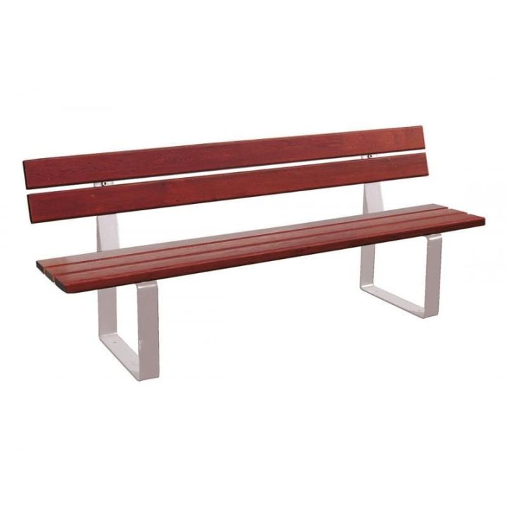 Banc Riga gris RAL 7044 finition acajou