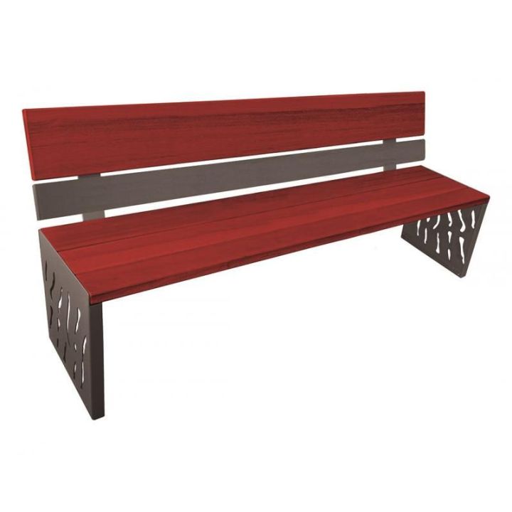 Banc Venise acajou dossier acier et bois Gris Procity