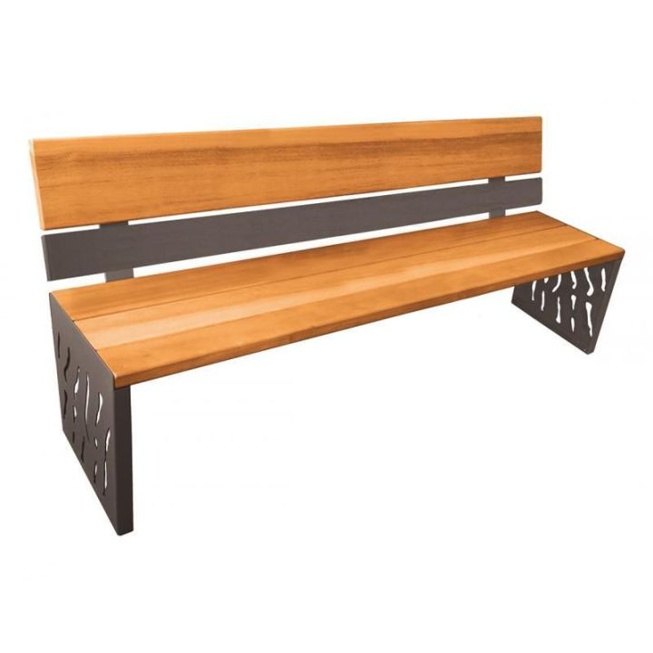 Banc Venise chêne clair dossier acier et bois Gris Procity