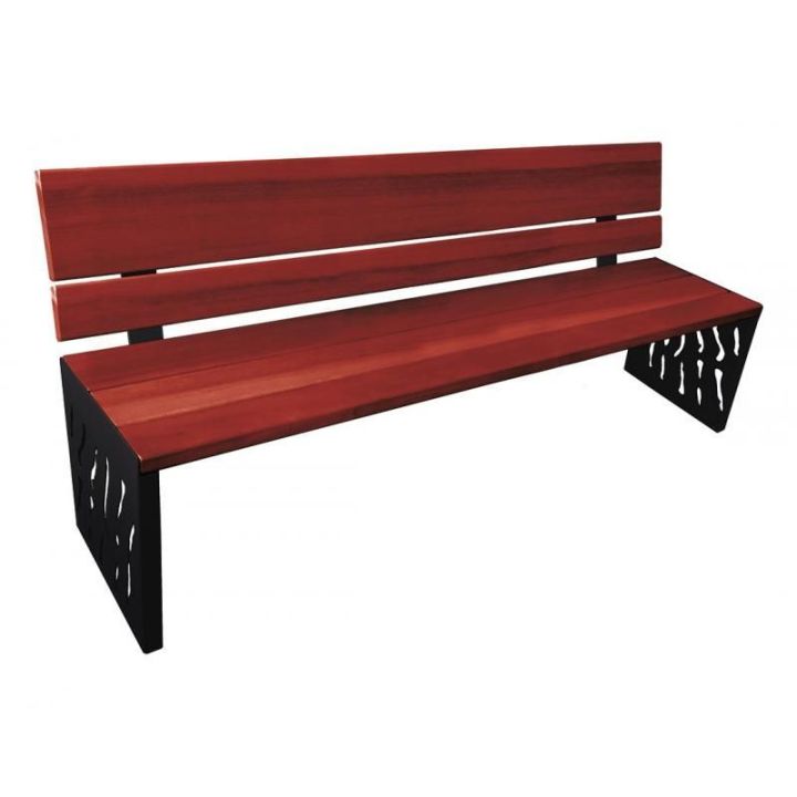 Banc Venise acajou dossier tout bois, noir RAL 9005