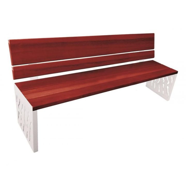 Banc Venise acajou dossier tout bois, gris RAL 7044