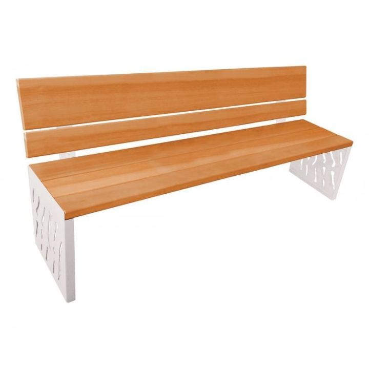 Banc Venise chêne clair dossier tout bois, gris RAL 7044