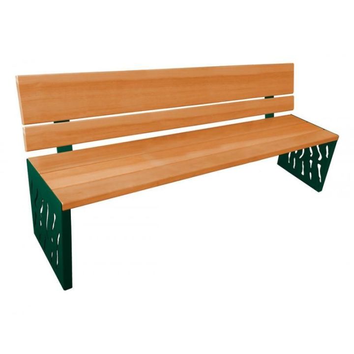 Banc Venise chêne clair dossier tout bois, vert RAL 6005