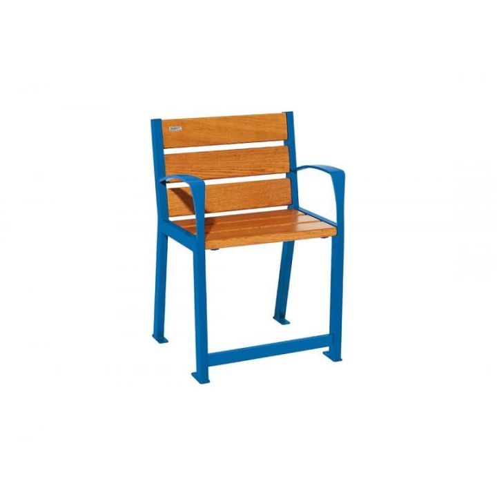 Fauteuil Silaos® pour sénior bleu RAL 5010 chêne clair