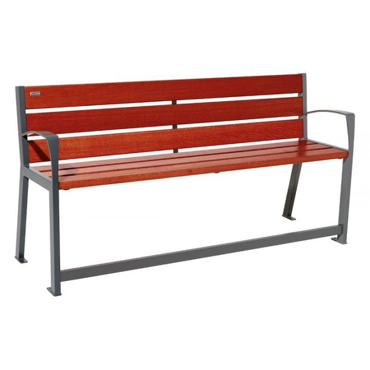 Banc Silaos® sénior gris Procity finition acajou 1800 mm