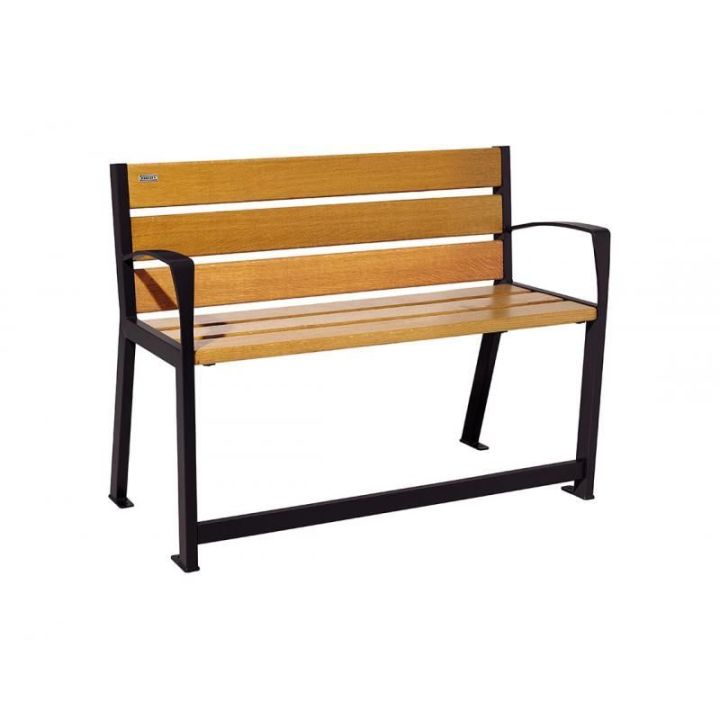 Banc Silaos® sénior noir RAL 9005 finition chêne clair 1200 mm