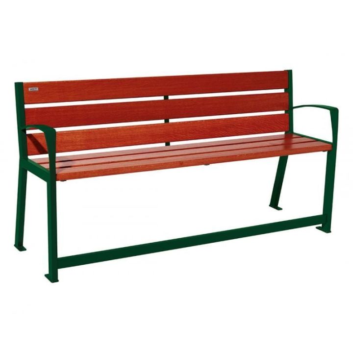 Banc Silaos® sénior vert RAL 6005 finition acajou 1800 mm