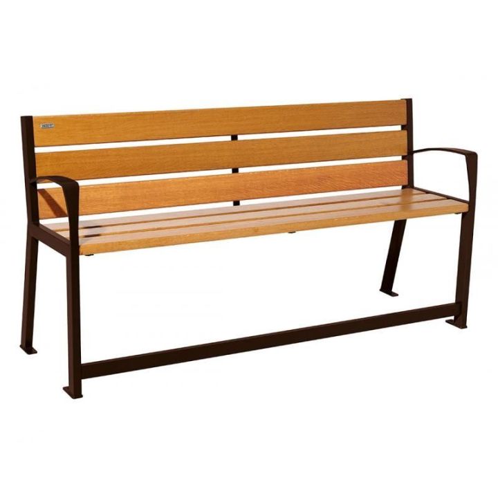 Banc Silaos® sénior brun RAL 8017 finition chêne clair 1800 mm
