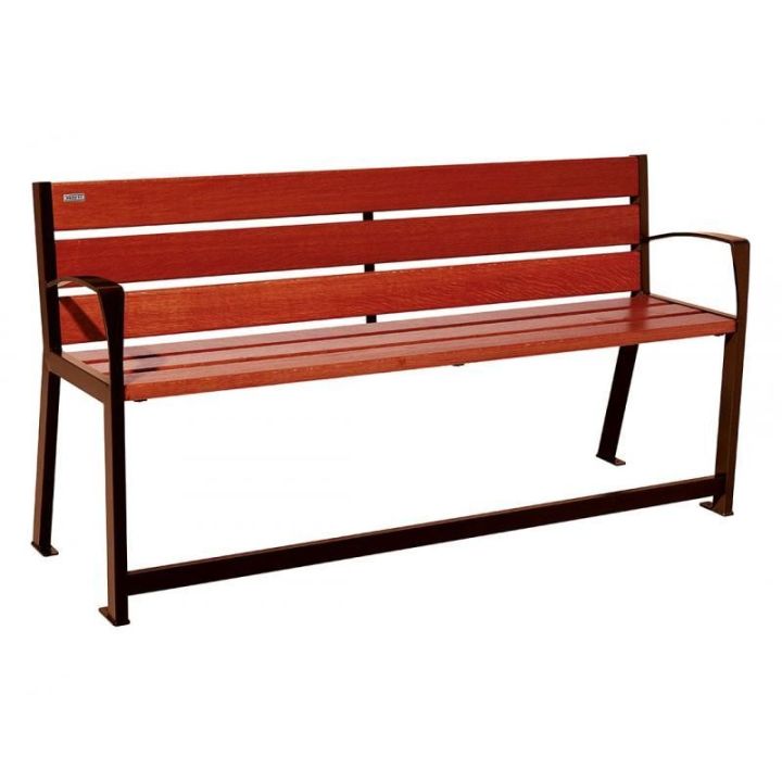 Banc Silaos® sénior Aspect Corten finition acajou 1800 mm