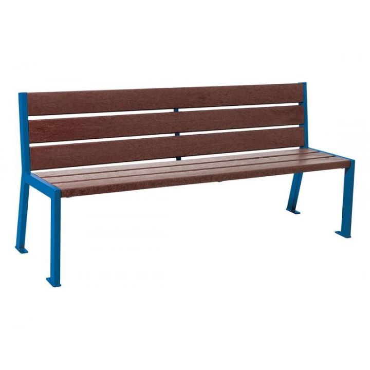 Banc public 6 lames bleu RAL 5010 sans accoudoirs