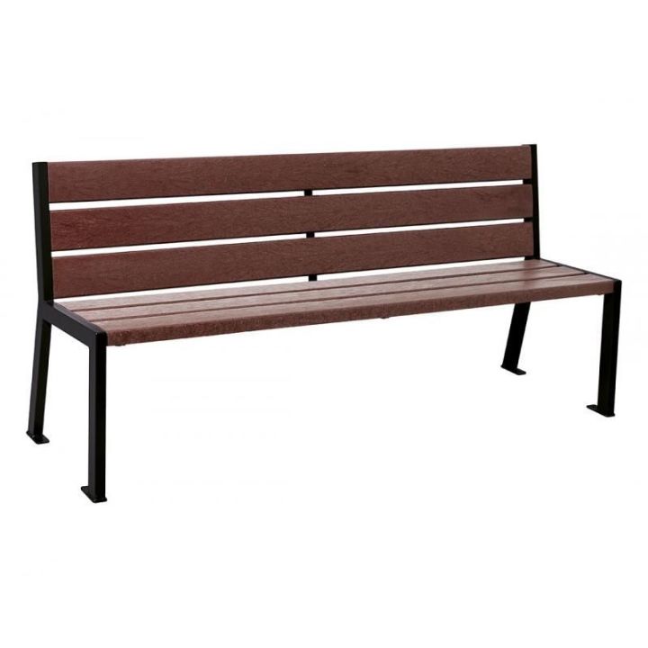 Banc public 6 lames noir RAL 9005 sans accoudoirs