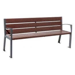 Banc public 6 lames gris Procity avec accoudoirs