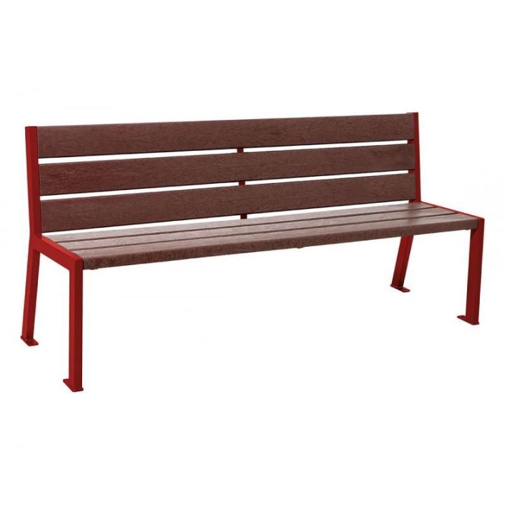 Banc 6 lames rouge RAL 3004 sans accoudoirs