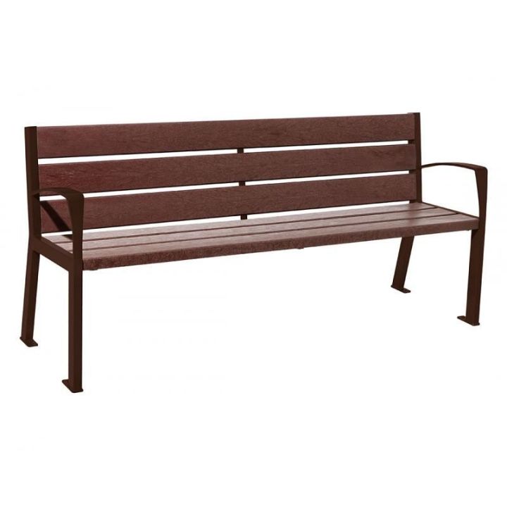 Banc 6 lames brun RAL 8017 avec accoudoirs