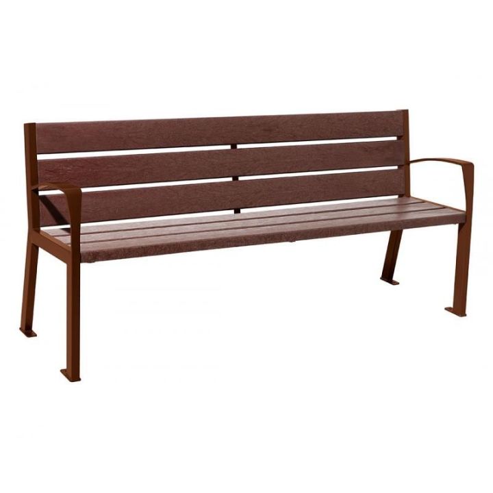 Banc 6 lames Aspect Corten avec accoudoirs