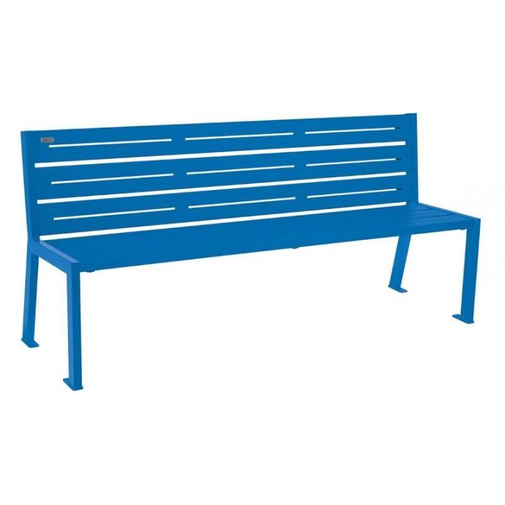 Banc 6 lames acier bleu RAL 5010 sans accoudoirs