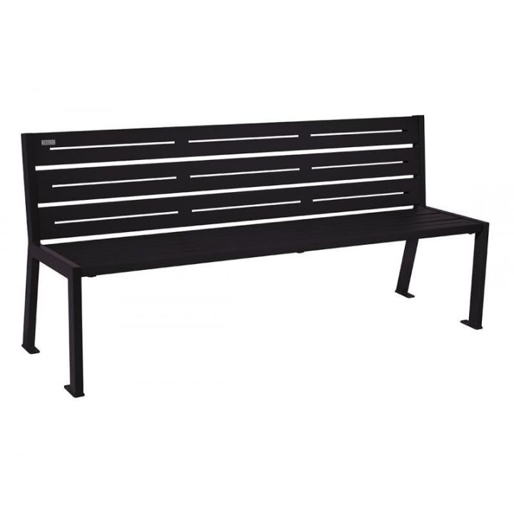 Banc 6 lames acier noir RAL 9005 sans accoudoirs