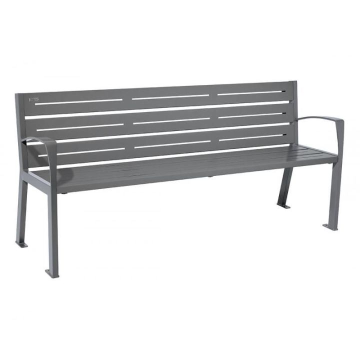 Banc 6 lames acier Gris Procity avec accoudoirs